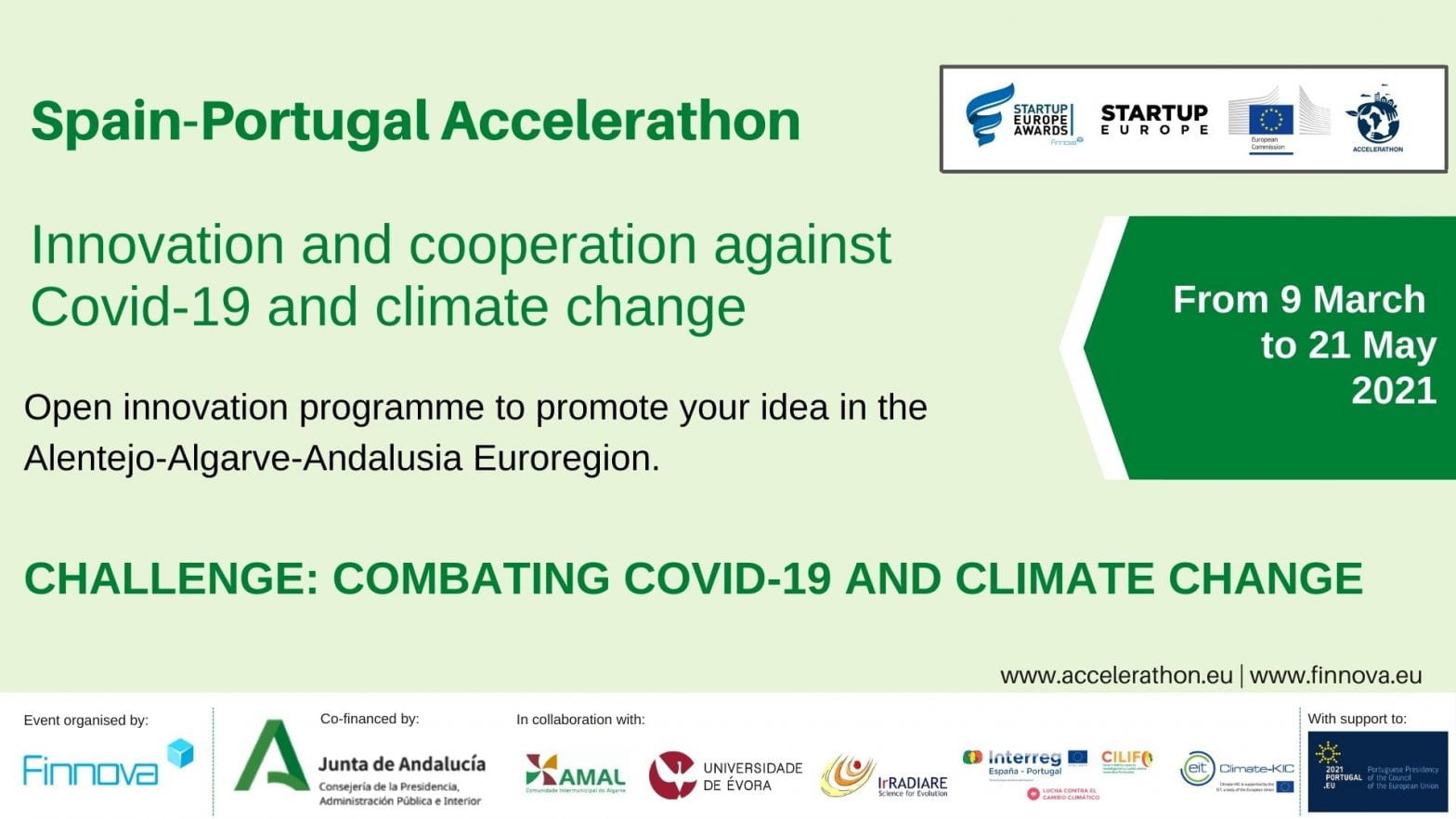 Accelerathon Spain – Portugal, a new opportunity to boost innovation and cooperation against Covid-19 and climate change