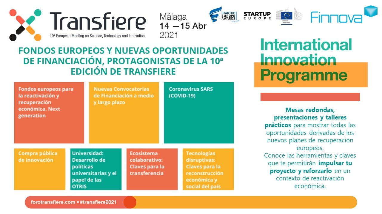 The 10th edition of Transfiere, the main R+D+I meeting in Southern Europe, will be celebrated in Málaga on the 14th and 15th April